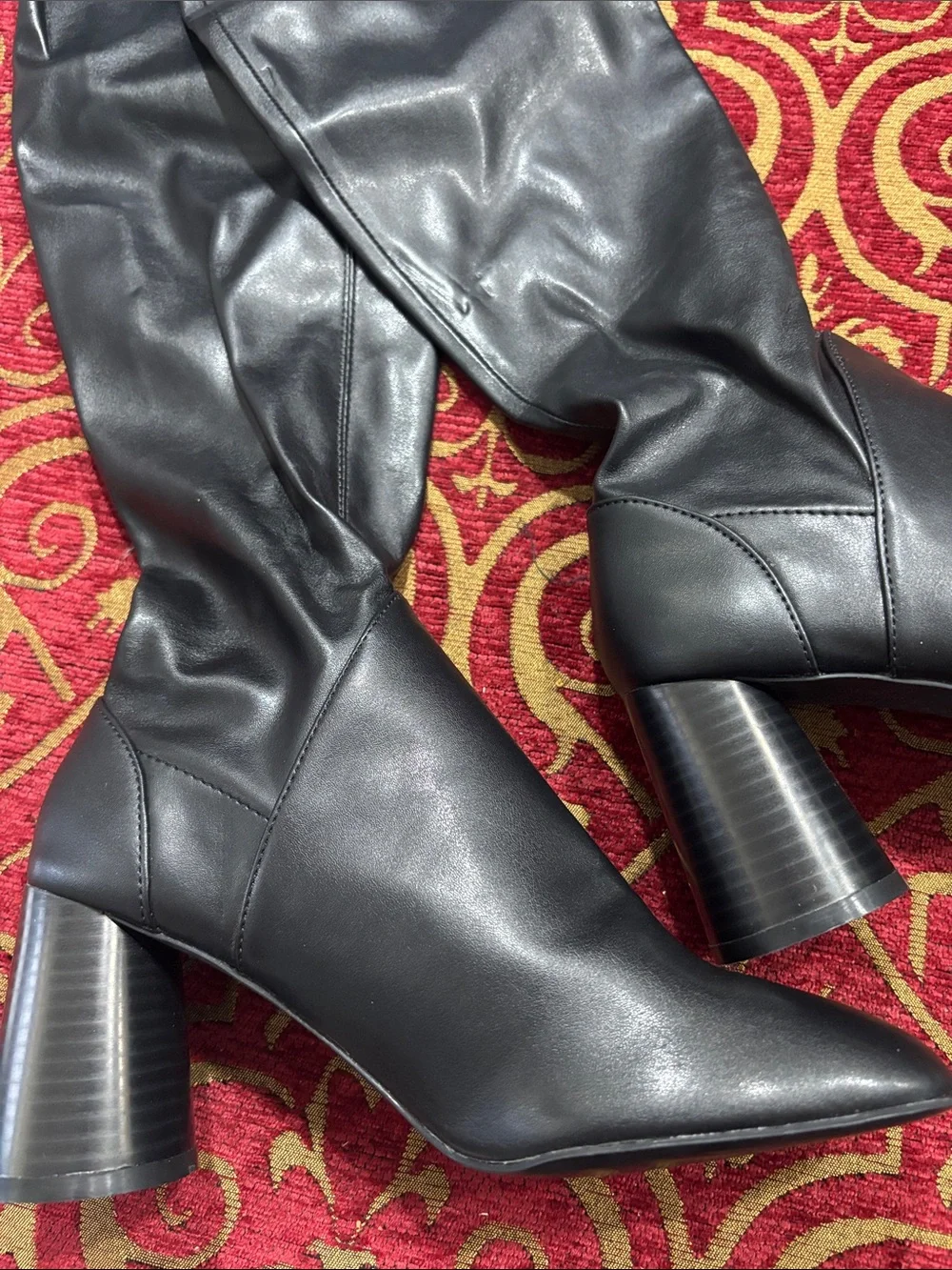 Zara Black Over-the-Knee Pointed-Toe Heeled Boots